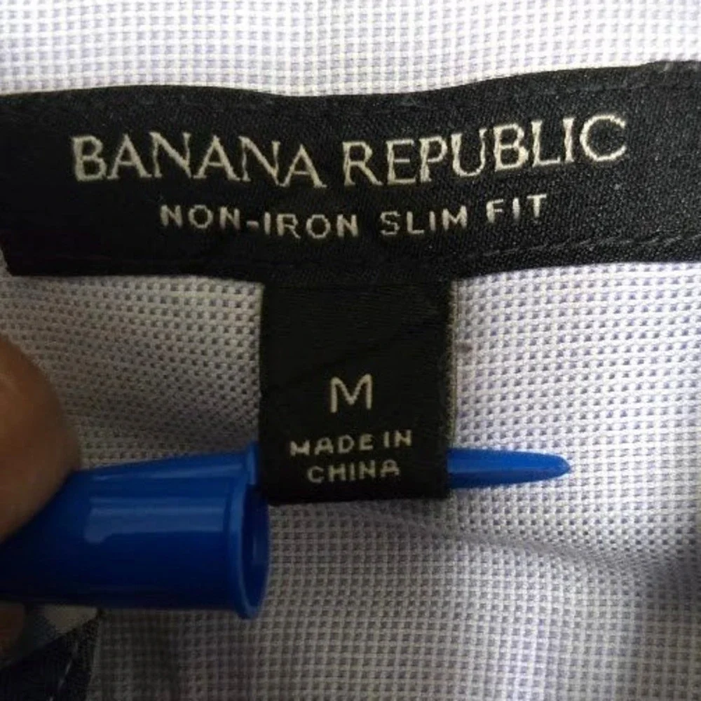 Gingham Button Down 100% Cotton Slim Fit Medium Banana Republic Mens‎